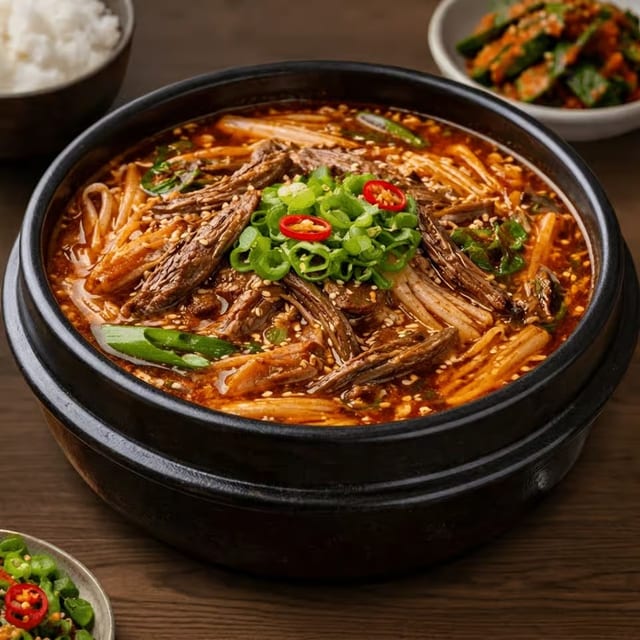 Spicy Shredded Beef Soup (육개장)