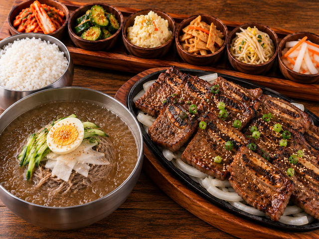 Galbi and Naengmyeon Combo (갈비 냉면 콤보).