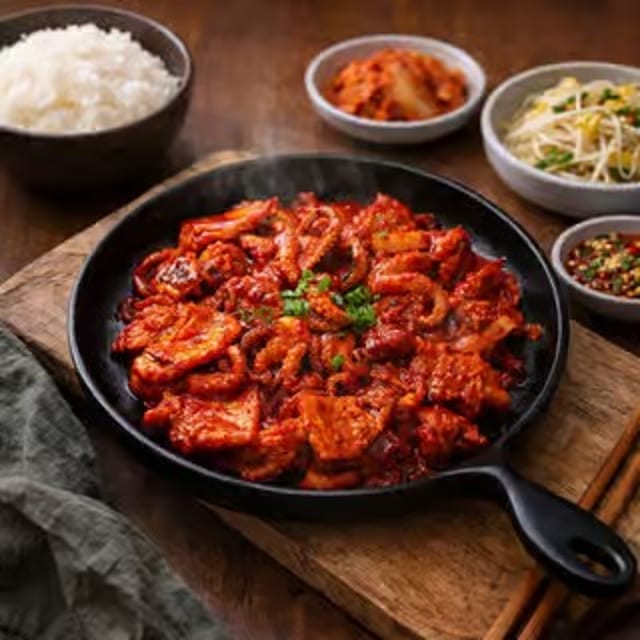 Spicy Octopus & Pork Belly (쭈꾸미 삼겹살 볶음)