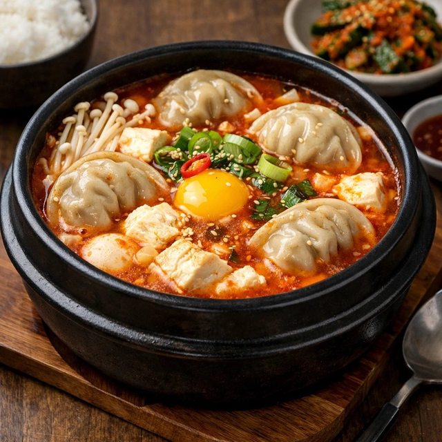 Dumpling Soft Tofu Stew (만두 순두부).