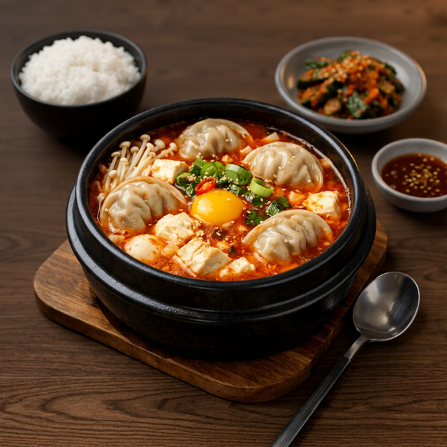 Dumpling Soft Tofu Lunch Set (만두 순두부 한상).