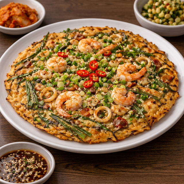 Seafood Green Onion Pancake (해물파전).