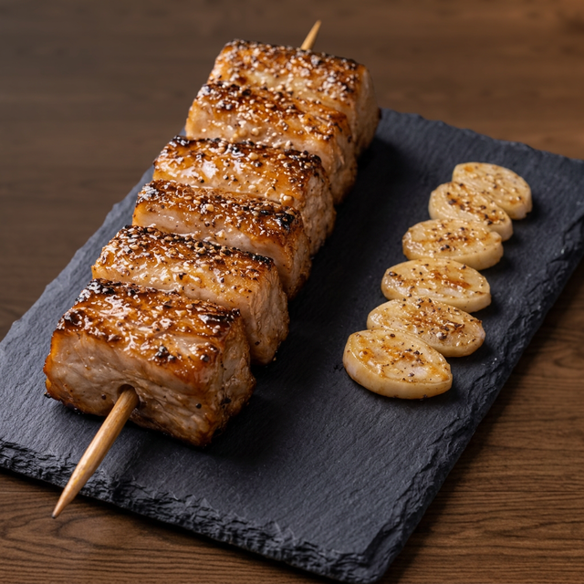 Garlic Pork Belly Skewer (마늘 삼겹살 꼬치).